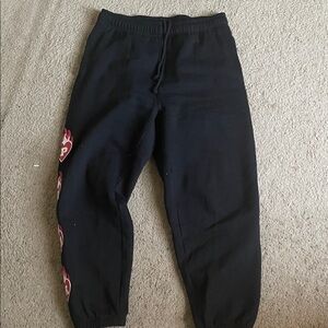 PINK Victoria's Secret Black Joggers with Red Logo